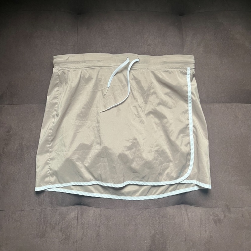Tan Athletic Skirt with White Trim